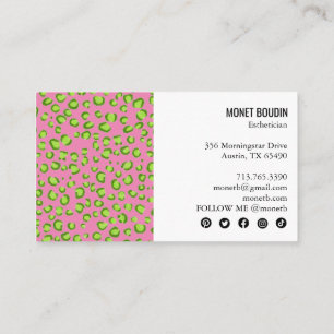 Leopard Modern Colorful Animal Print Social Icons Business Card