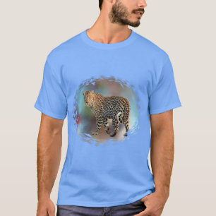 Leopard Modern Elegant Carolina Blue Template T-Shirt