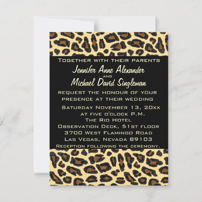Leopard Modern Wedding and Reception Invitation (Front)