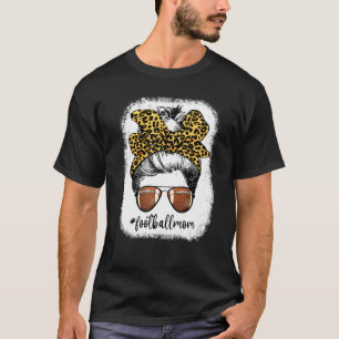 Leopard Mom Life Funny Bleached American Football  T-Shirt
