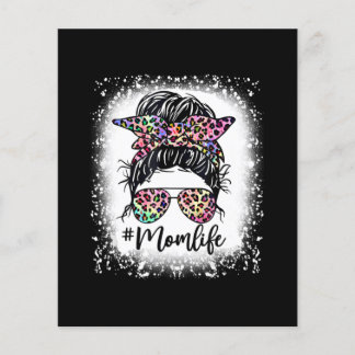 Leopard Mom Life Messy Bun Tie Dye Mothers Day Flyer