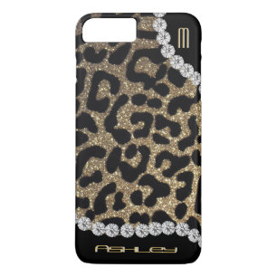 Leopard Monogram Glitter iPhone 8 Plus/7 Plus Case