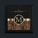 Leopard Monogram / Name | Black and Brown Gift Box<br><div class="desc">Keepsake Gift Box ready for you to personalize. Great for a birthday, wedding party or any special occasion. ✔NOTE: ONLY CHANGE THE TEMPLATE AREAS NEEDED! 😀 If needed, you can remove the text and start fresh adding whatever text and font you like. 📌If you need further customization, please click the...</div>
