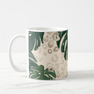 Leopard Monstera: Jungle Print Vintage. Coffee Mug