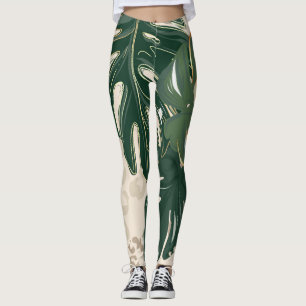 Leopard Monstera: Jungle Print Vintage. Leggings