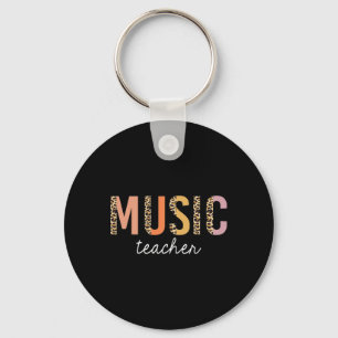 Leopard Music Teacher Cute Back to School Supplies Keychain
