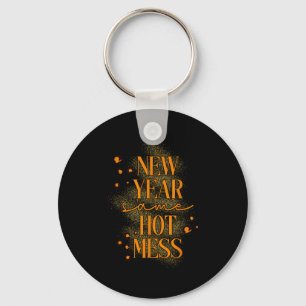 Leopard New Year Same Hot Mess New Year's Eve Reso Keychain
