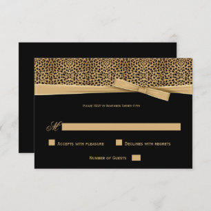 Leopard noir et or avec invitation RSVP Ribbon