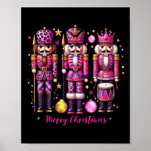 Leopard Nutcracker Pink Christmas 2024 Xmas Pajama Poster