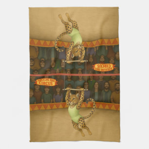 Leopard on a trapeze kitchen towel