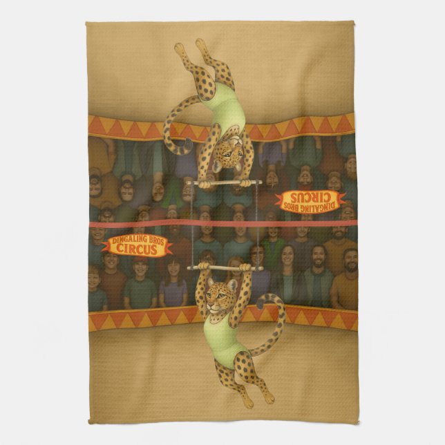 Leopard on a trapeze kitchen towel (Vertical)