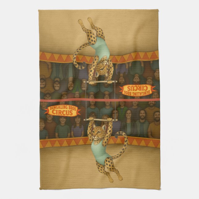 Leopard on a trapeze kitchen towel (Vertical)