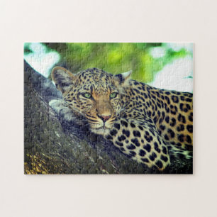Leopard on a Tree Majestic Big Cat Jigsaw Puzzle