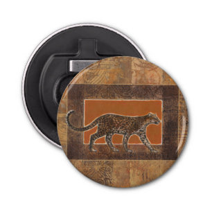 Leopard on Orange and Brown Background Bottle Opener