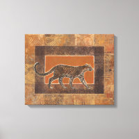 Leopard on Orange and Brown Background