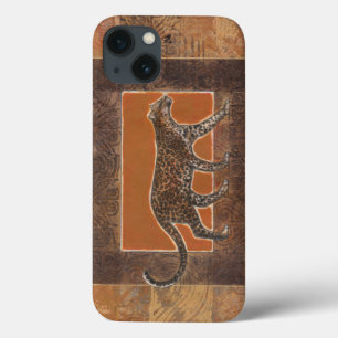 Leopard on Orange and Brown Background iPhone 13 Case