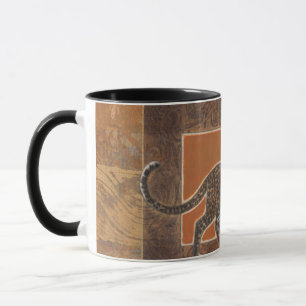 Leopard on Orange and Brown Background Mug