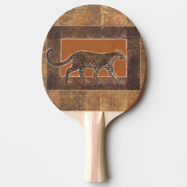 Leopard on Orange and Brown Background Ping Pong Paddle (Front)