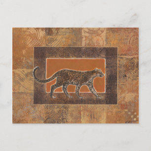 Leopard on Orange and Brown Background Postcard
