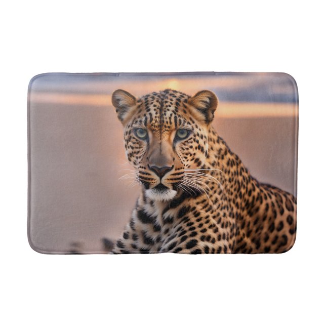 Leopard on the beach bath mat (Front)