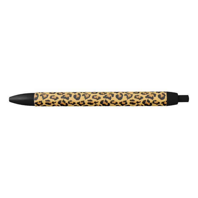 Leopard or Jaguar Print Faux Fur Pattern Black Ink Pen (Front)