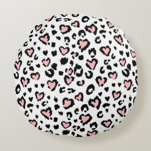 Leopard or jaguar seamless pattern, textured fashi round pillow