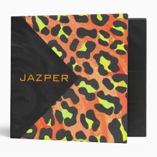 Leopard Orange and Yellow Monogram Binder