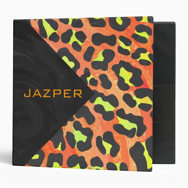 Leopard Orange and Yellow Monogram Binder (Front/Inside)