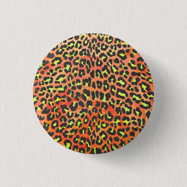 Leopard Orange and Yellow Print 1 Inch Round Button (Front)