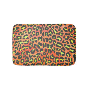 Leopard Orange and Yellow Print Bath Mat