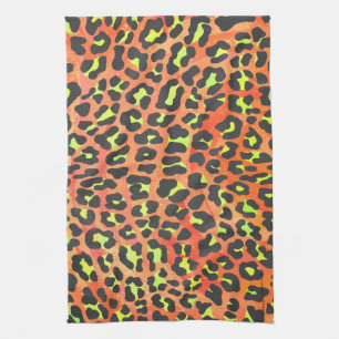 Leopard Orange and Yellow Print Kitchen Towel