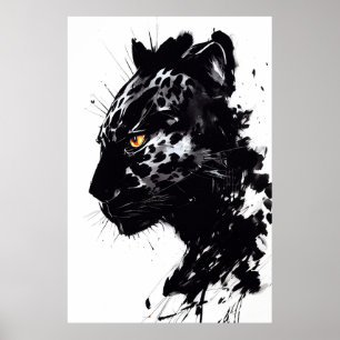 Leopard Panther Wild Nature Free Spirit Art Brush Poster