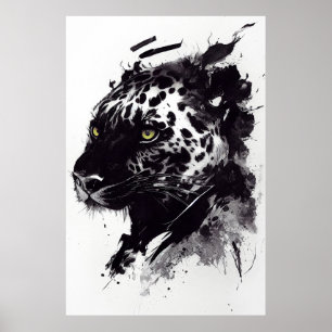 Leopard Panther Wild Nature Free Spirit Art Brush  Poster
