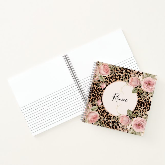 Leopard patter with light roses notebook (Inside)