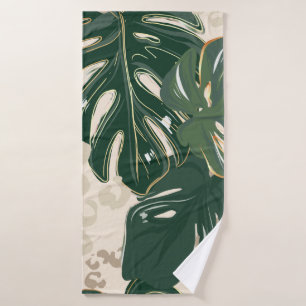 Leopard pattern, animal print seamless design gree bath towel