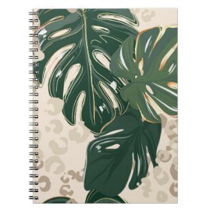Leopard pattern, animal print seamless design gree notebook