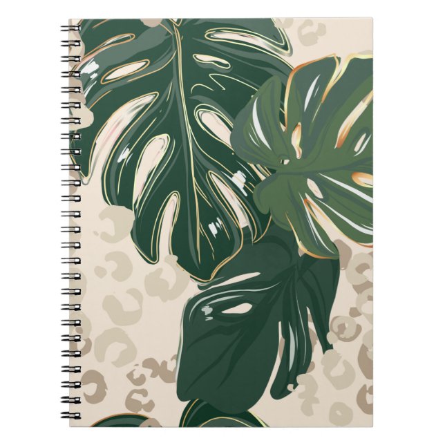 Leopard pattern, animal print seamless design gree notebook (Front)