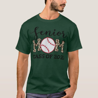 Leopard Pattern Baseball Senior Mom Class of 2023  T-Shirt