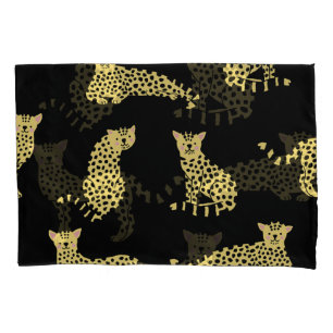 Leopard Pattern: Black Background Cheetah Pillowcase