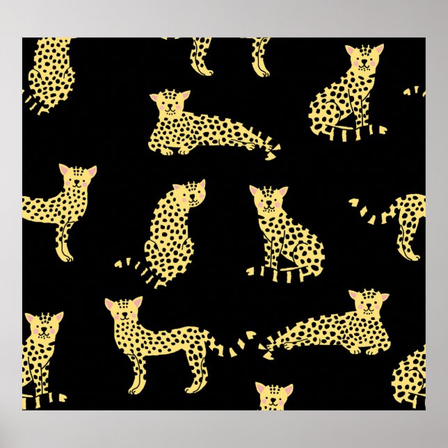 Leopard Pattern: Black Background Cheetah Poster (Front)