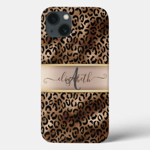 Leopard Pattern Black Bronze Monogram    iPhone 13 Case