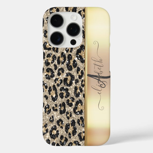 Leopard Pattern Black Bronze Monogram     Case-Mate iPhone Case (Back)