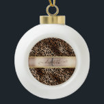 Leopard Pattern Black Bronze Monogram    Ceramic Ball Christmas Ornament<br><div class="desc">Elegant leopard pattern on black and bronze with your monogram.The perfect romantic gift idea. Click the Customize It button to change fonts, move text around and further customize your design.</div>
