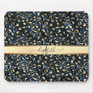 Leopard Pattern Black Bronze Monogram    Mouse Pad