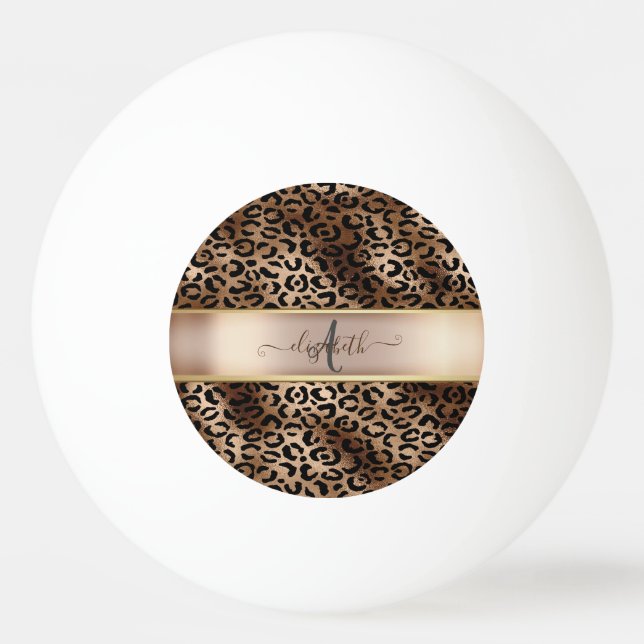 Leopard Pattern Black Bronze Monogram  Ping Pong Ball (Front)