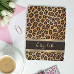 Leopard Pattern Brown and Gold Stripe Elegant Name iPad Mini Cover<br><div class="desc">Protect Your Tech in Style with Our Leopard Pattern Brown and Gold Stripe Elegant Name iPad Air Cover! Elevate your iPad Air with this chic and sophisticated cover. Featuring a luxurious brown bronze leopard skin pattern and a glamourous gold foil and brown stripe, this cover can be personalized with your...</div>