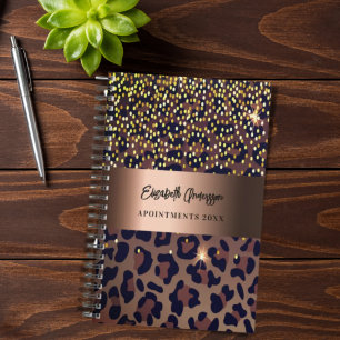 Leopard pattern brown black bronze 2023 planner