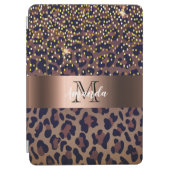 Leopard pattern brown black golden bronze monogram iPad air cover (Front)