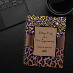 Leopard pattern brown black motivational 2025 planner<br><div class="desc">Elegant, cool, glamorous and feminine with brown, golden and black leopard pattern, decorated with golden confetti. Personalize and add your name. Template for a year, black letters. A brown and black frame with the motivational quote: Every Day is a New Beginning. Perfect for female Entrepreneurs, make-up artists, store owners, consultants....</div>