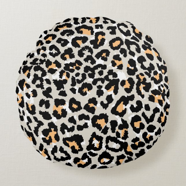 leopard pattern coloured wild seamless round pillow (Front)